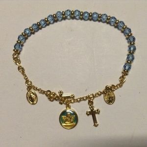 Aqua Beaded Faithful Charm Bracelet by Lenox